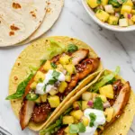 Teriyaki Chicken Tacos with Grilled Pineapple Pear Salsa