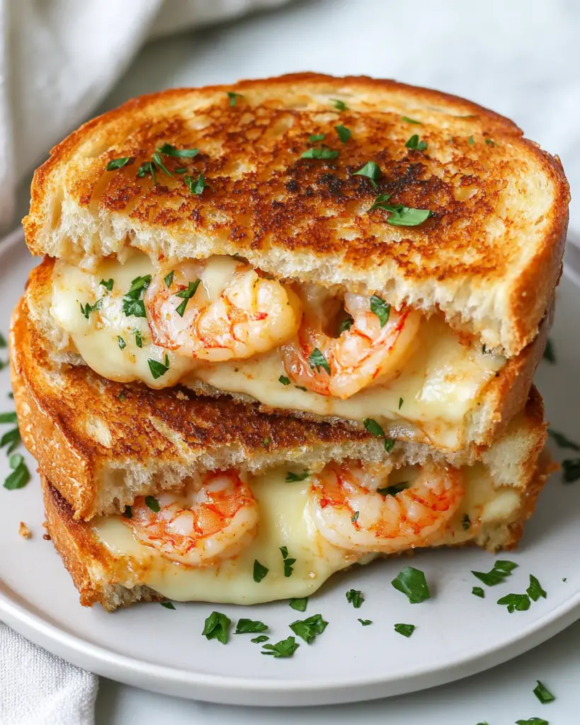 Cheesy Garlic Bread Shrimp Grilled Cheese