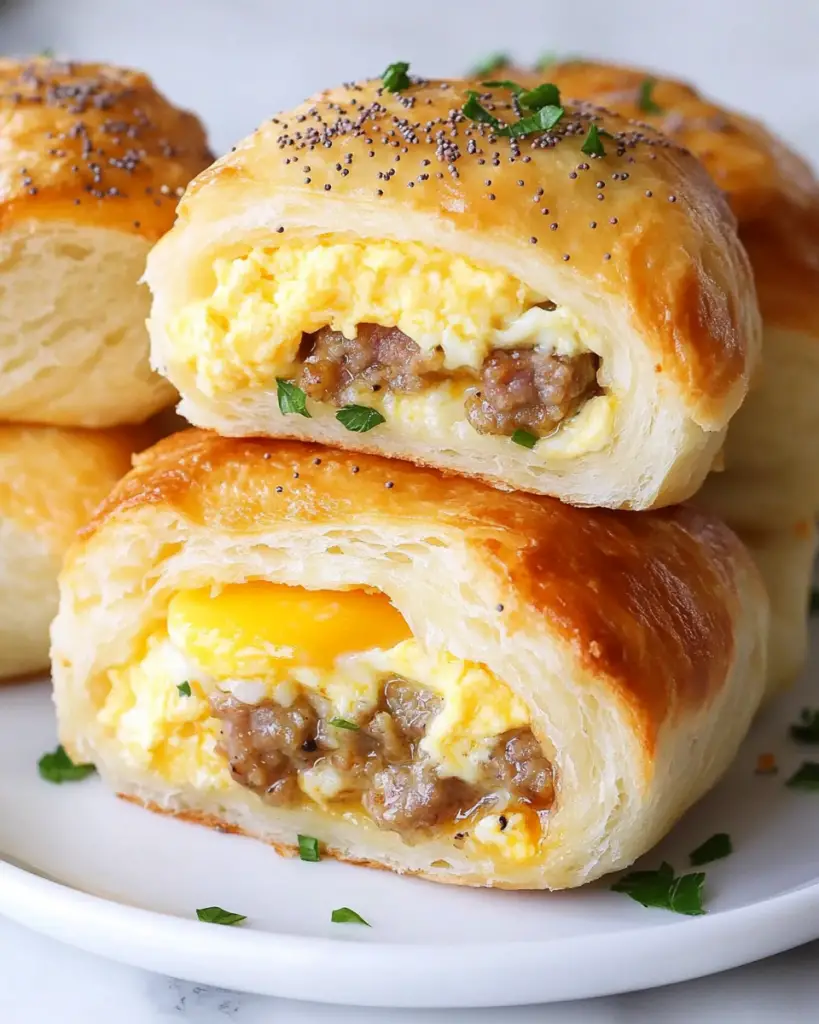 Cheesy Turkey Sausage Egg Breakfast Rolls
