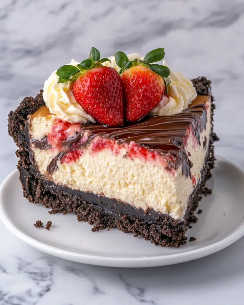 Chocolate Strawberry Swirl Cheesecake