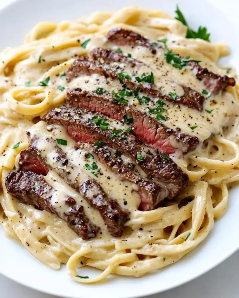 Creamy Garlic Steak Alfredo