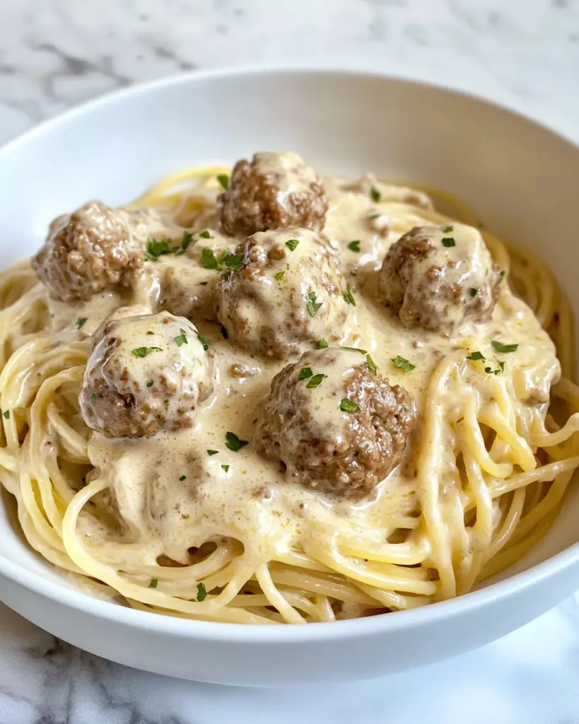 Creamy Spaghetti and Meatballs