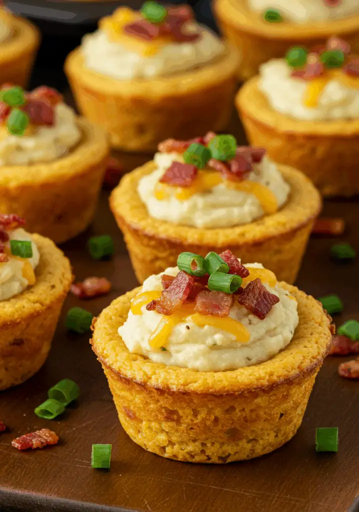 Cornbread Cupcakes with Mashed Potatoes
