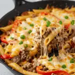 Crockpot Philly Cheesesteak Pasta Casserole