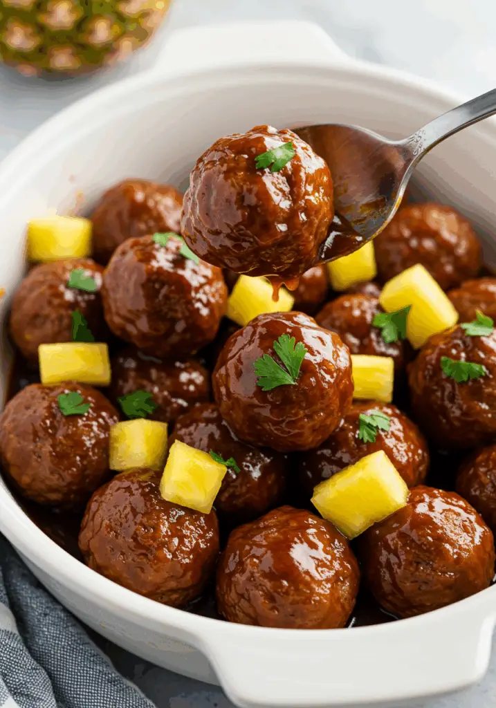 Slow Cooker Pineapple Barbecue Meatballs