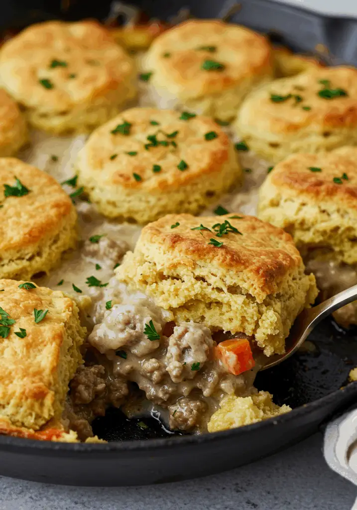 Turkey Sausage Gravy and Biscuit Pie