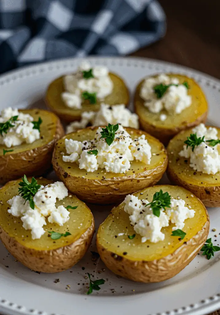 Roasted Potatoes with Baked Feta and Garlic