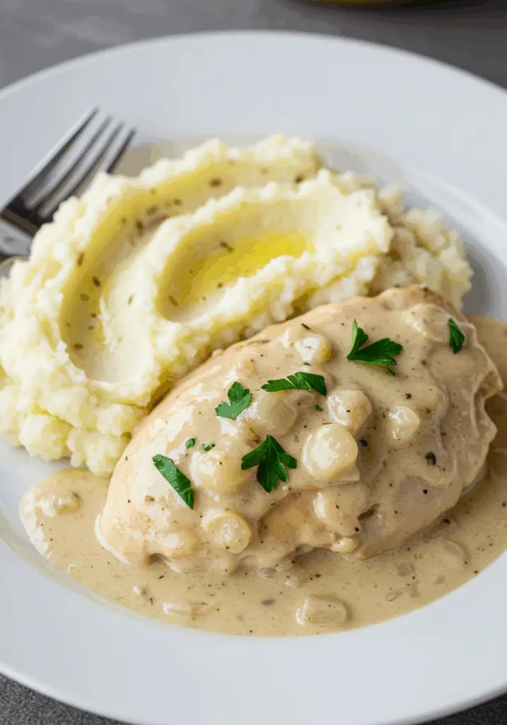 Creamy Garlic Chicken with Herb Mashed Potatoes