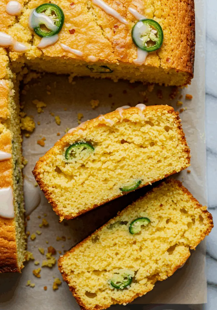 Spicy Jalapeño Cornbread with Sweet Lime Honey Glaze