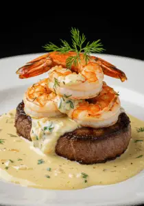 Surf and Turf with Creamy Garlic Sauce