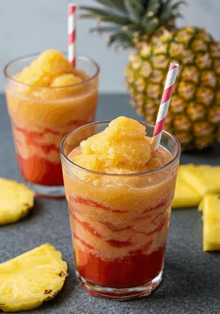 Pineapple Strawberry Swirled Slushies