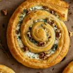 Blue Cheese Walnut Thyme Puff Pastry Twirl