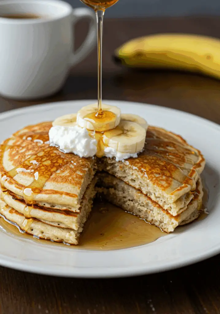 Fluffy Banana Cottage Cheese Pancakes