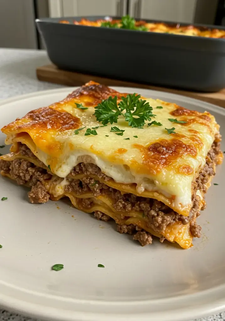 Parmesan Garlic Beef Lasagna