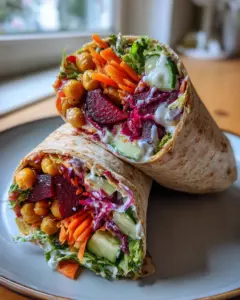 Roasted Beet & Chickpea Wraps