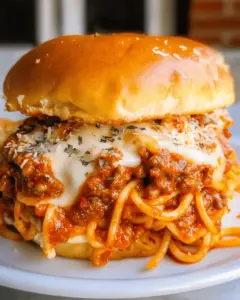 Cheesy Spaghetti Sloppy Joes