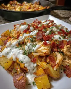 Chicken turkey bacon Ranch Loaded Potatoes