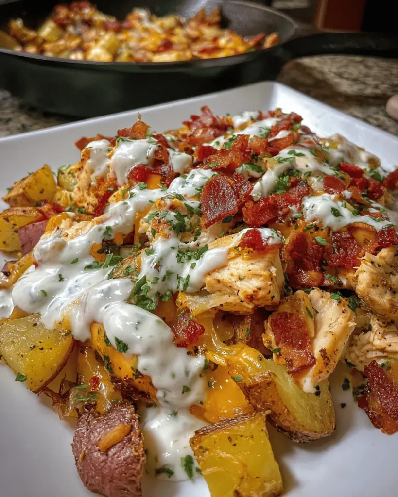 Chicken turkey bacon Ranch Loaded Potatoes