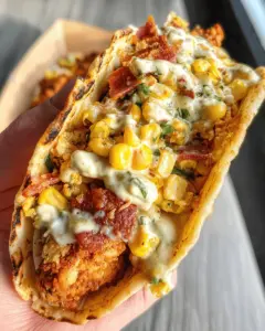 Fried Chicken Street Corn Taco with Jalapeno Lime Ranch