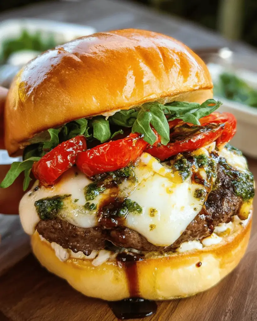 Garlic Pesto Caprese Burgers