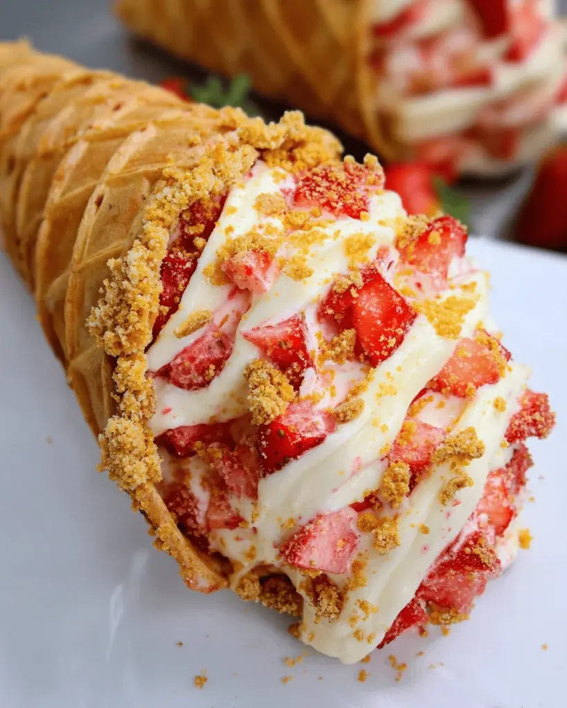 Strawberry Crunch Cheesecake Cones