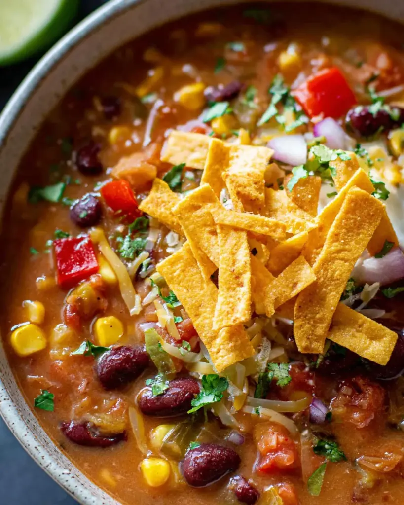 Crockpot Vegetarian Tortilla Soup