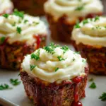 Meatloaf Cupcakes with Whipped Potato Topping