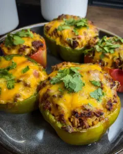 Air Fryer Cheesy Taco Stuffed Peppers