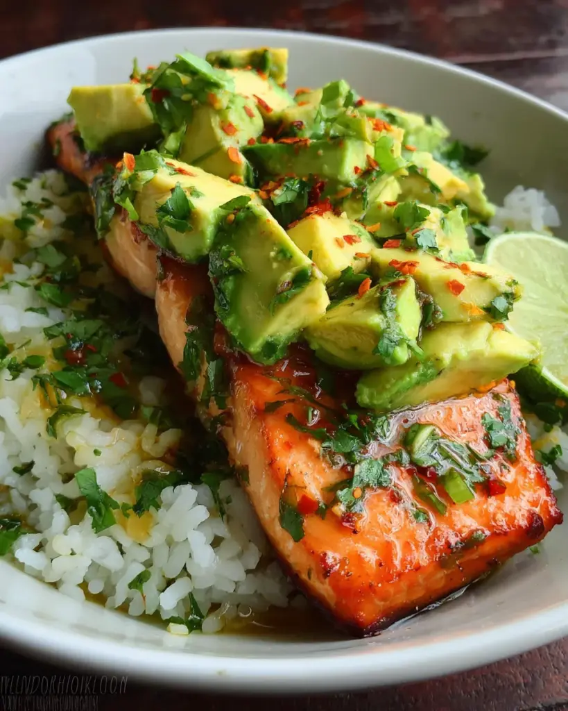 Avocado Salmon Rice Bowl Recipe