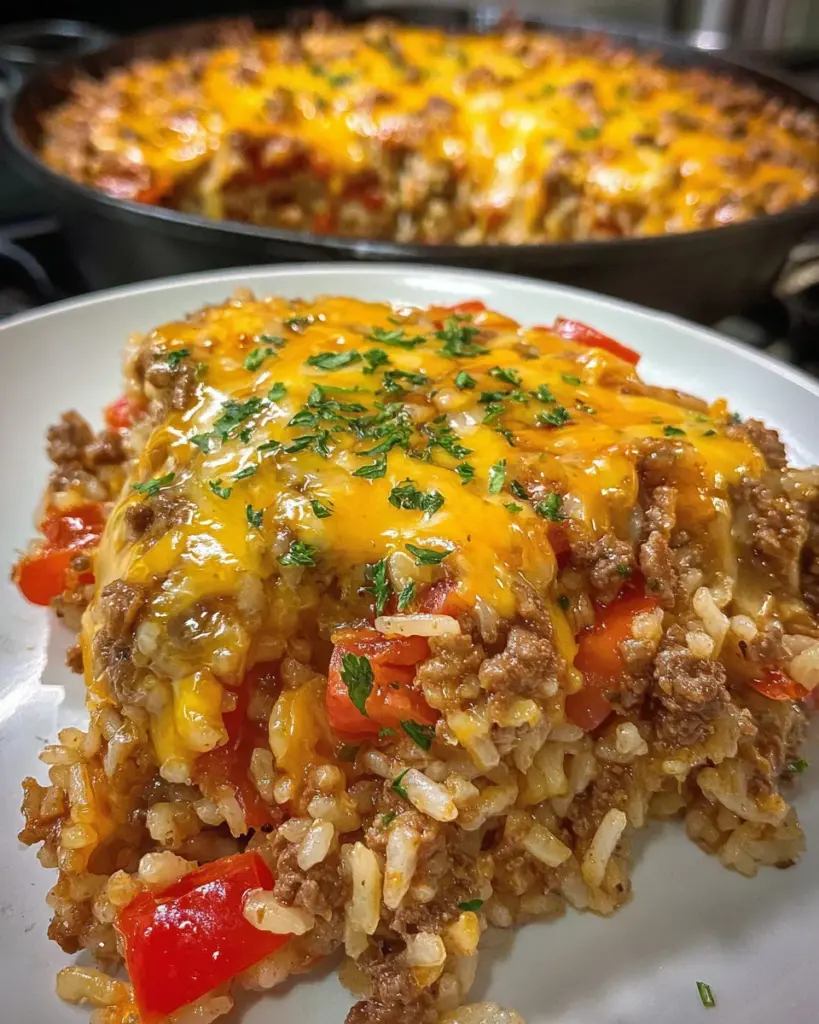 Cheesy Beef Enchilada Rice