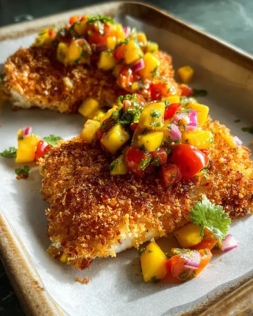 Coconut Crusted Fish with Mango Salsa