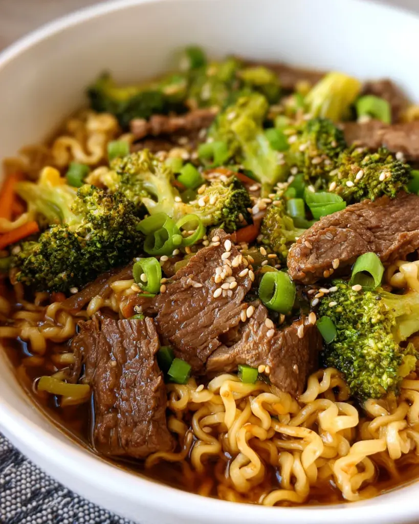 Crock Pot Beef and Broccoli Ramen
