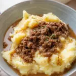 Ground Beef and Gravy Over Mashed Potatoes