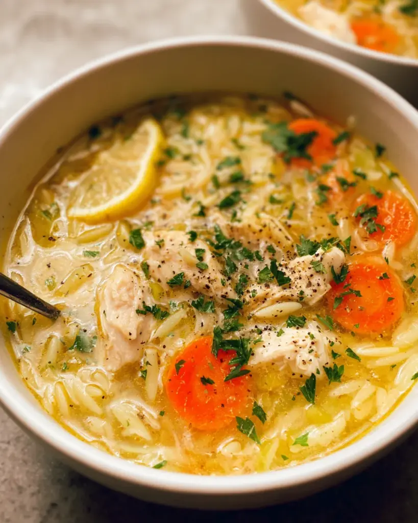 Lemon Chicken Orzo Soup