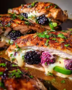 Melty Blackberry Jalapeno Stuffed Chicken