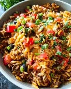 One Pot Cheesy Taco Orzo