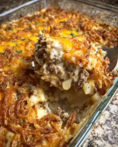 Cheesy French Onion Hamburger Casserole