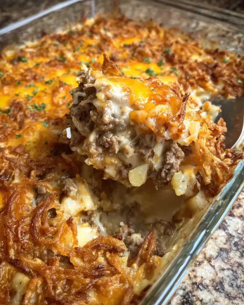 Cheesy French Onion Hamburger Casserole