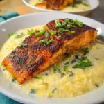 Cajun Grilled Salmon with Cheesy Jalapeno Grits