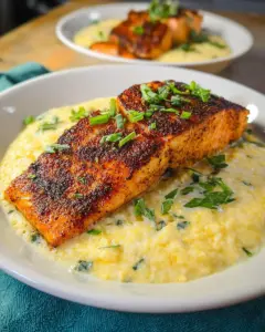 Cajun Grilled Salmon with Cheesy Jalapeno Grits