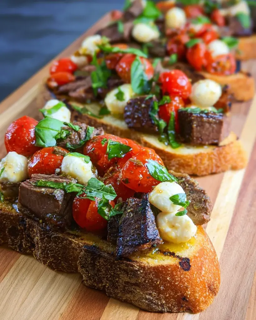 Grilled Steak and Tomato Crostini