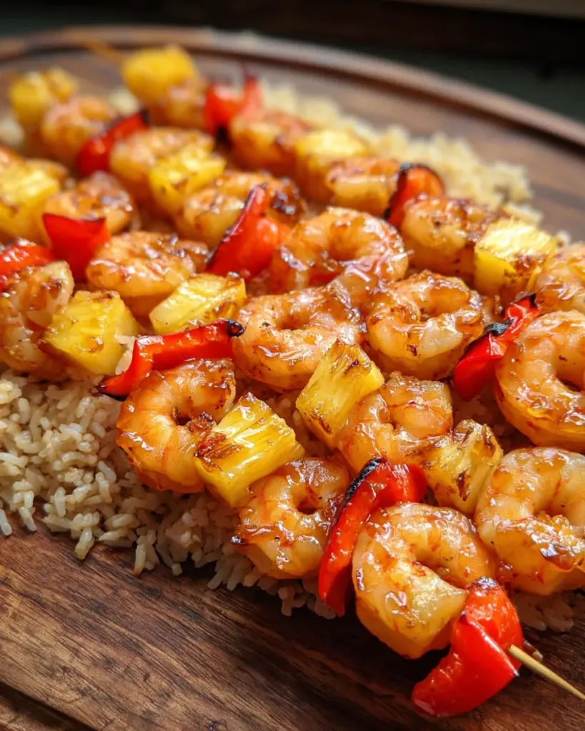 Shrimp Pineapple Skewers with a Spicy Honey Glaze