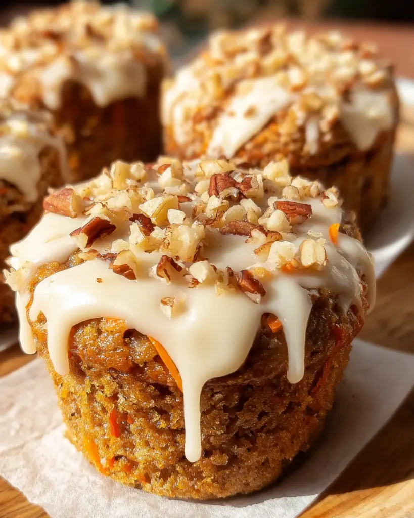 Carrot Cake Muffins with Cream Cheese Glaze