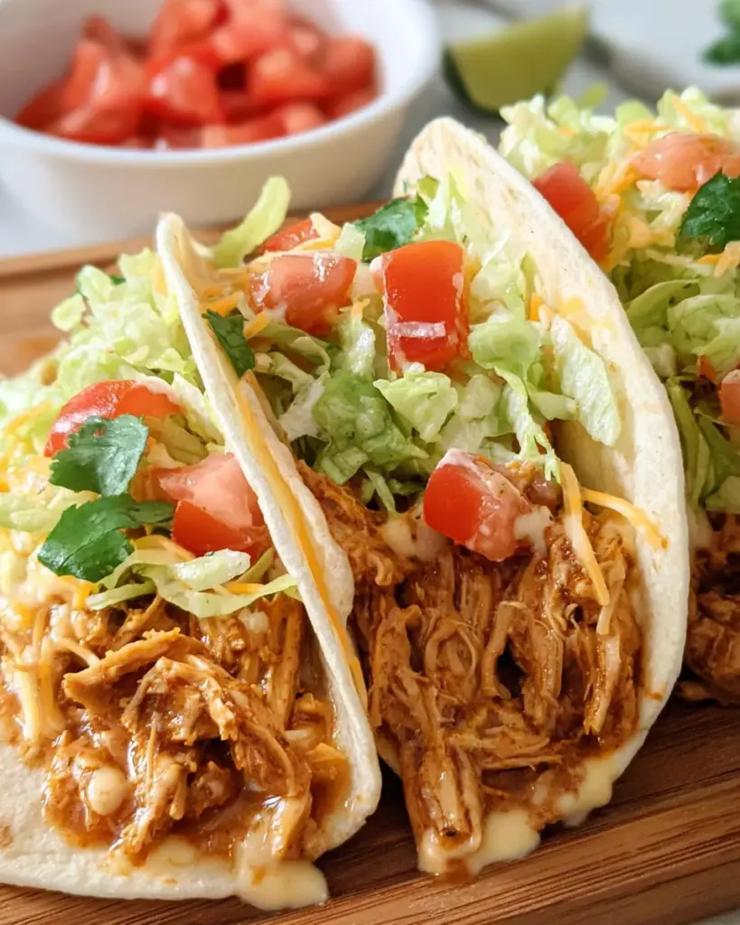 Slow Cooker Queso Chicken Tacos