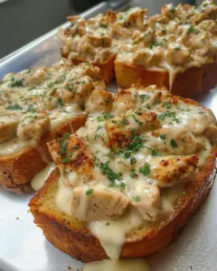 Chicken Alfredo Garlic Toast