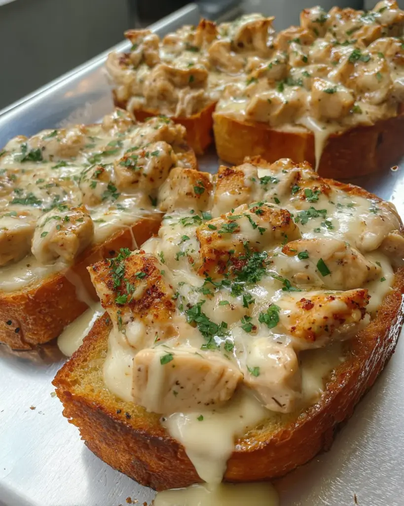 Chicken Alfredo Garlic Toast