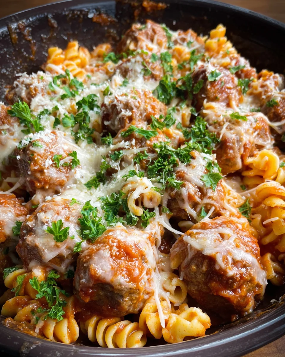 Cheesy Crockpot Meatball Pasta image 2