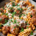 Cheesy Crockpot Meatball Pasta
