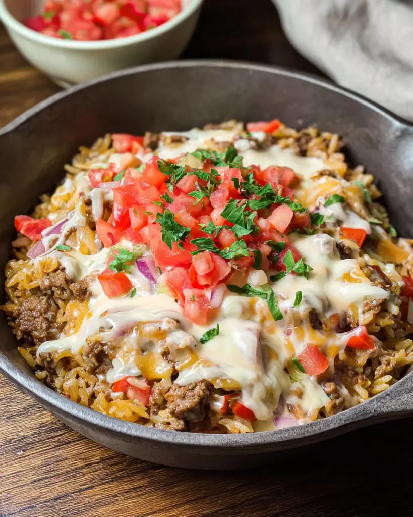 Easy Queso Taco Rice