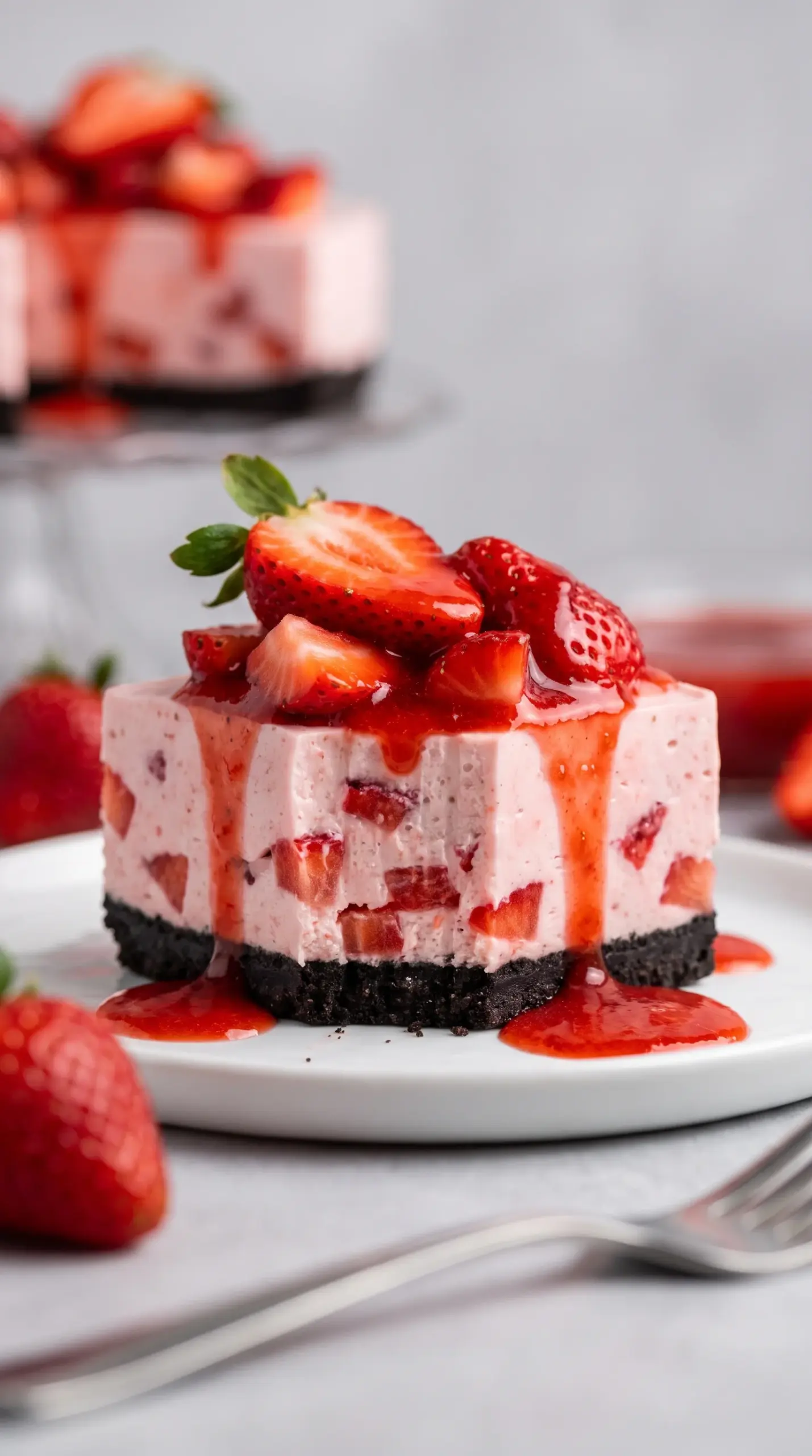 No Bake Strawberry Cheesecake